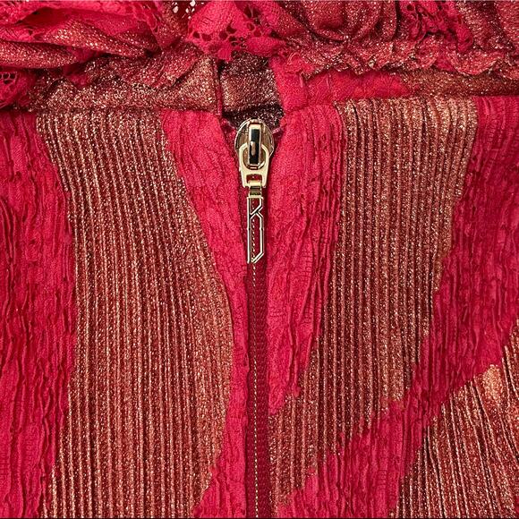 NWT RAISA VANESSA Metallic Lace Off The Shoulder Ruffled Minidress, FR38/US6 - Picture 8 of 9